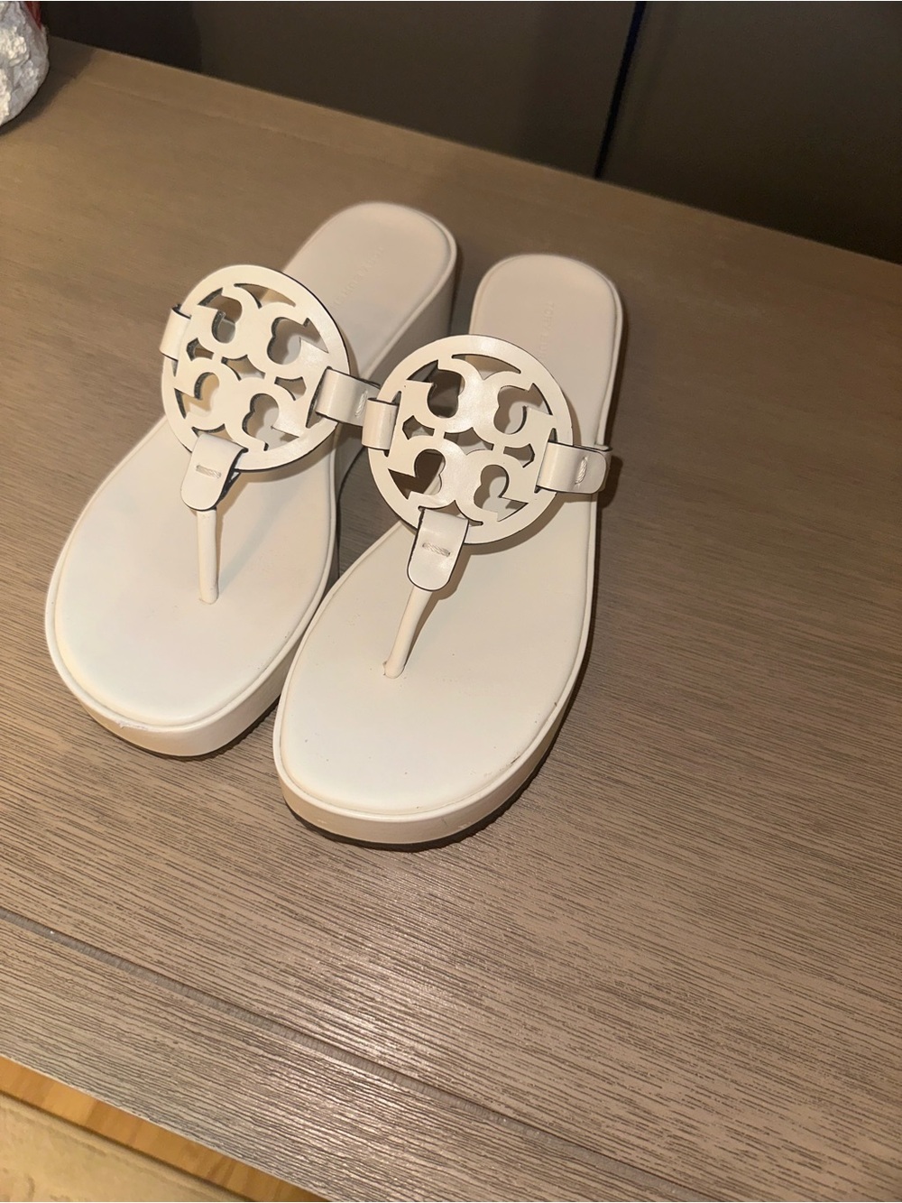 Tory Burch White Miller Wedge Sandals - Picture 4 of 14